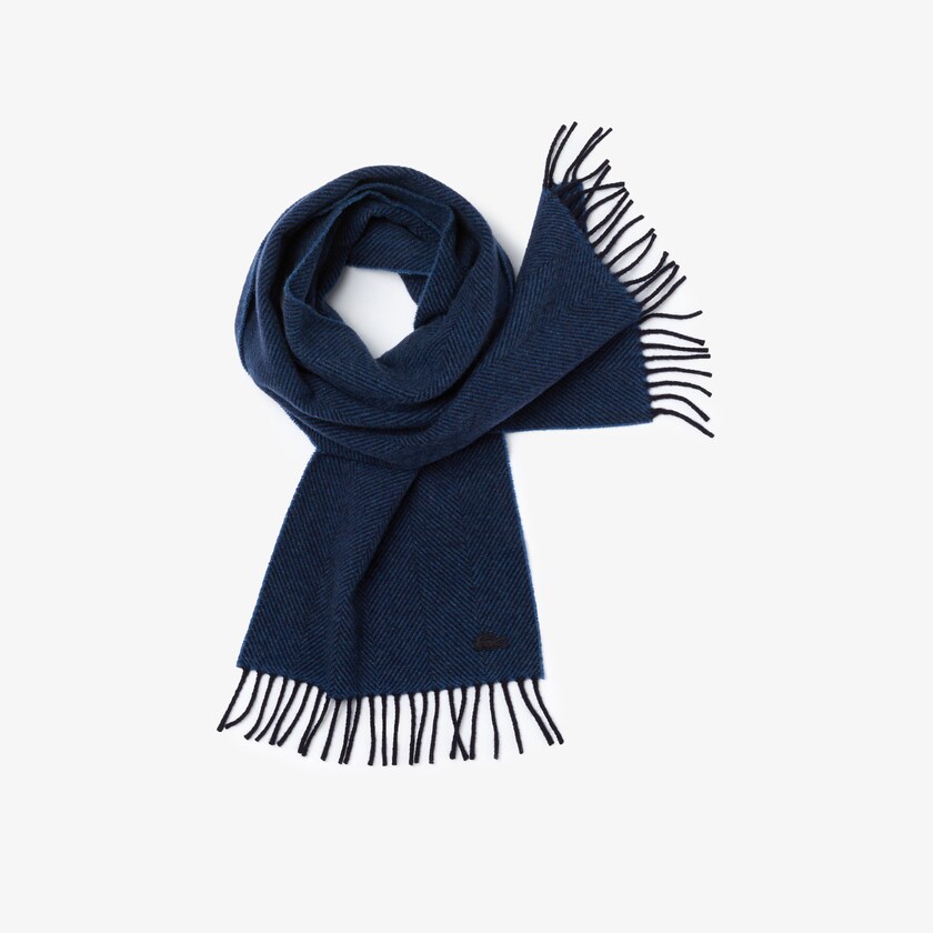 Bufandas Lacoste Fringed Rectangular Wool Hombre Azul Marino Azules Azules | TD8-71037J5