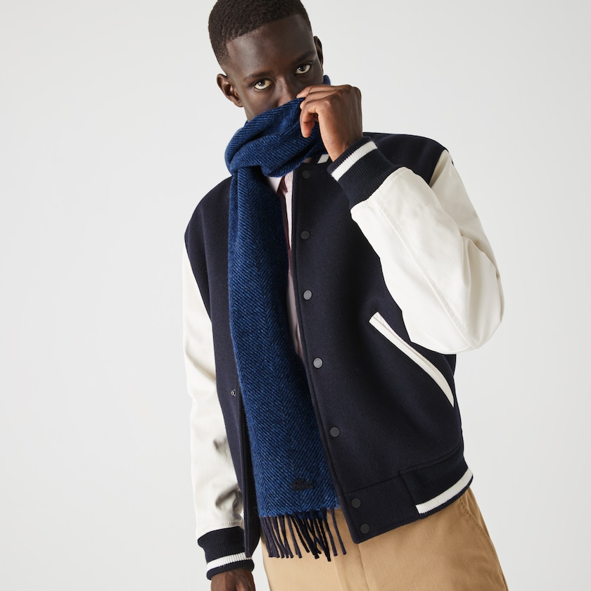 Bufandas Lacoste Fringed Rectangular Wool Hombre Azul Marino Azules Azules | TD8-71037J5