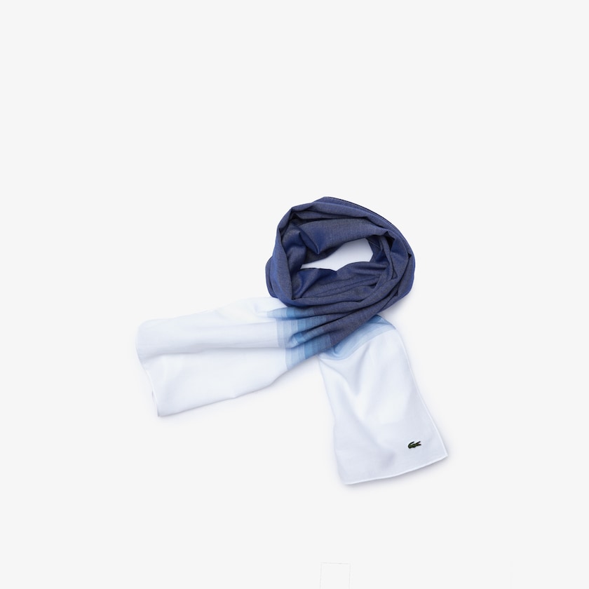 Bufandas Lacoste Made In France Gradated Print Organic Cotton Mujer Blancos Azul Marino Azules | MF3-69956H5
