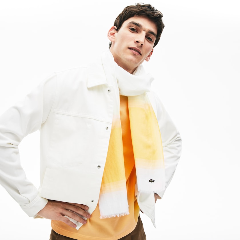 Bufandas Lacoste Made In France Organic Cotton Ombré Hombre Blancos Amarillos | AL4-26492E8