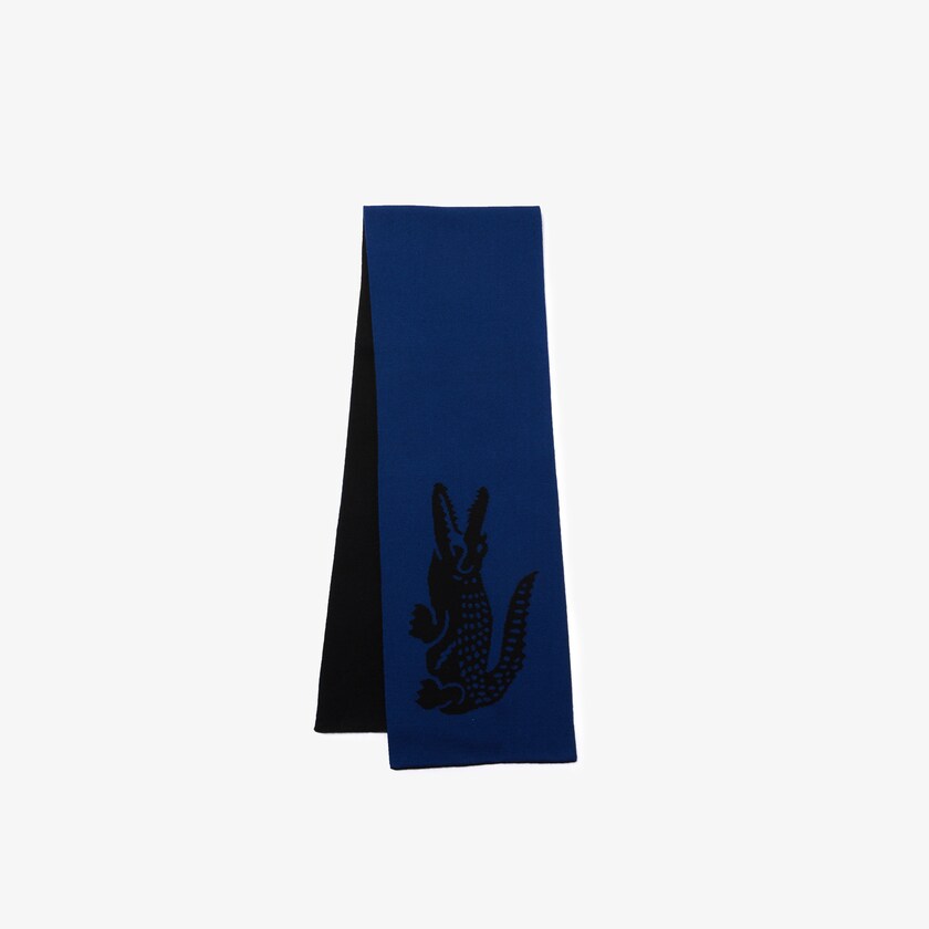 Bufandas Lacoste Oversized Crocodile Rectangular Wool Hombre Negros Azules | SB8-70807X0