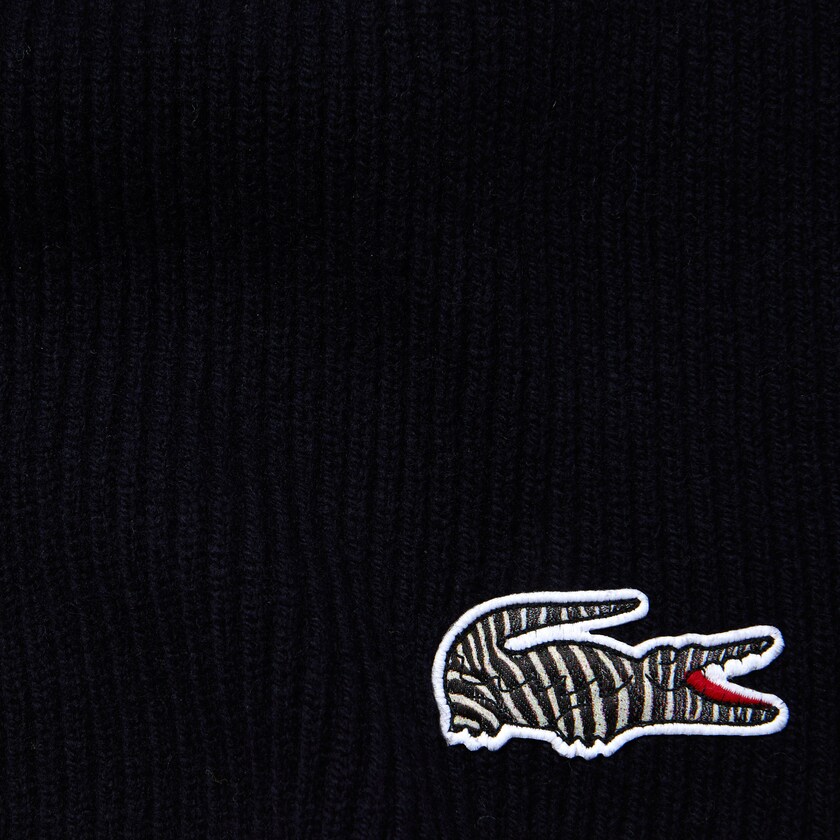 Bufandas Lacoste x National Geographic Ribbed Wool Hombre Azul Marino Azules Blancos | IT0-58025G2