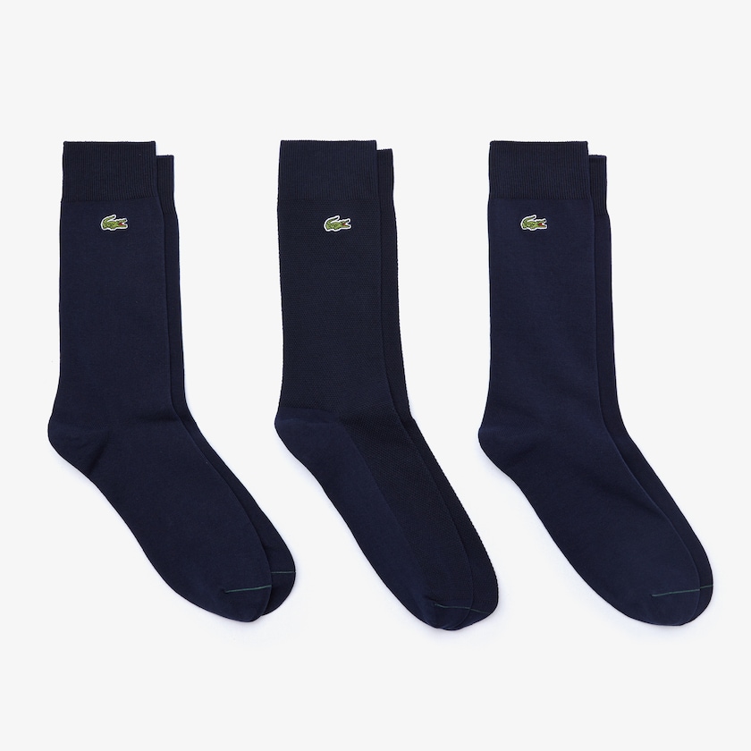 Calcetines Lacoste Cotton Blend 3-Pack Hombre Azul Marino Azules Verdes | IG2-05010X8