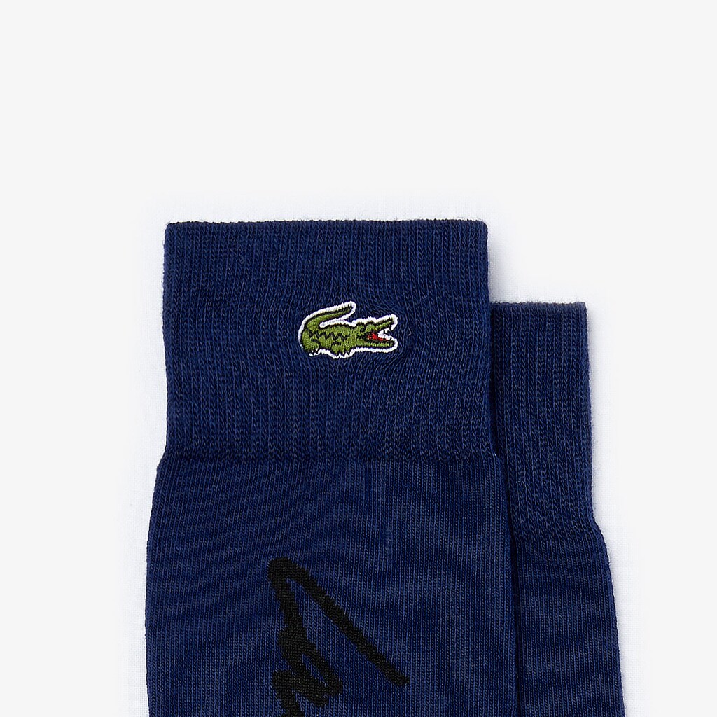 Calcetines Lacoste LIVE Signature Print Hombre Azul Marino Azules Negros | QK5-60586Z3