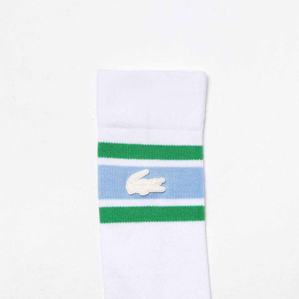 Calcetines Lacoste LIVE Striped Stretch-Cotton Hombre Blancos Azules Verdes | YG8-85988O7
