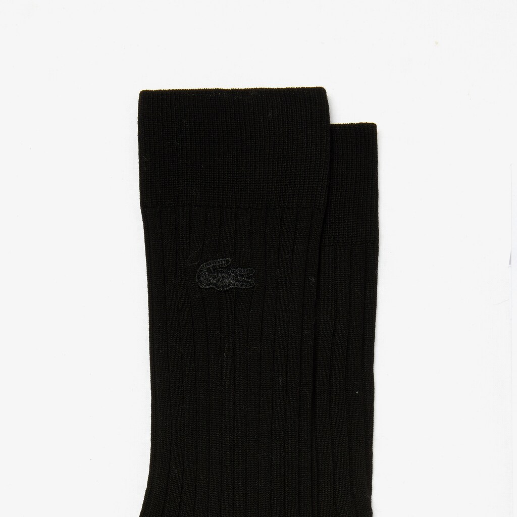 Calcetines Lacoste Ribbed Cotton Blend Hombre Negros | CB3-19421E3