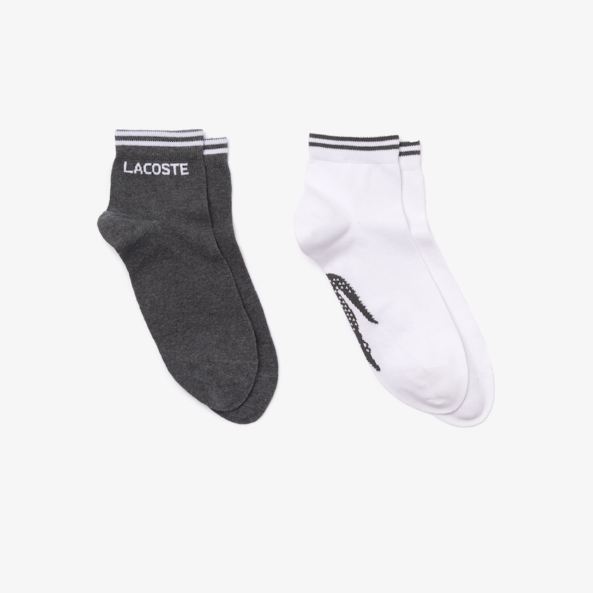 Calcetines Lacoste Two-Pack Of SPORT Cotton Hombre Grises Blancos | IN9-88358L5