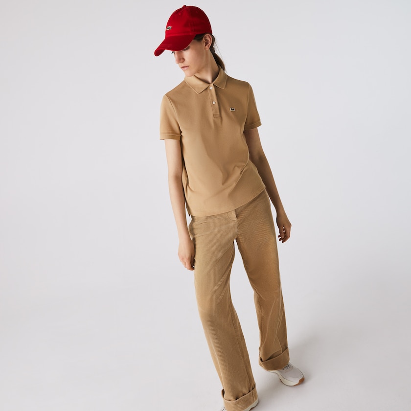 Camisa Polo Lacoste Classic Fit Soft Cotton Petit Piqué Mujer Beige | PC8-51315O5