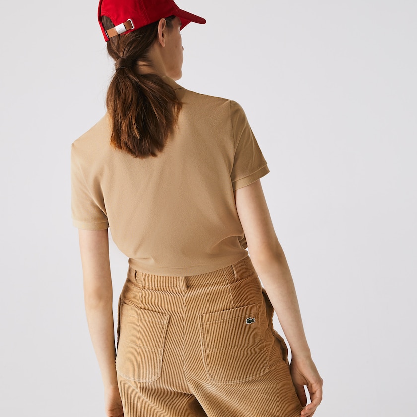 Camisa Polo Lacoste Classic Fit Soft Cotton Petit Piqué Mujer Beige | PC8-51315O5