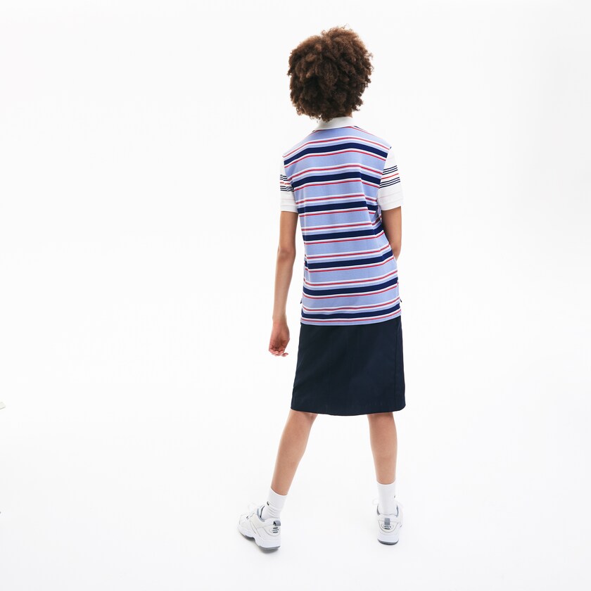 Camisa Polo Lacoste Classic Fit Striped Cotton Mujer Morados Azul Marino Azules Blancos Rojos Rosas Claro | HV2-40204W5