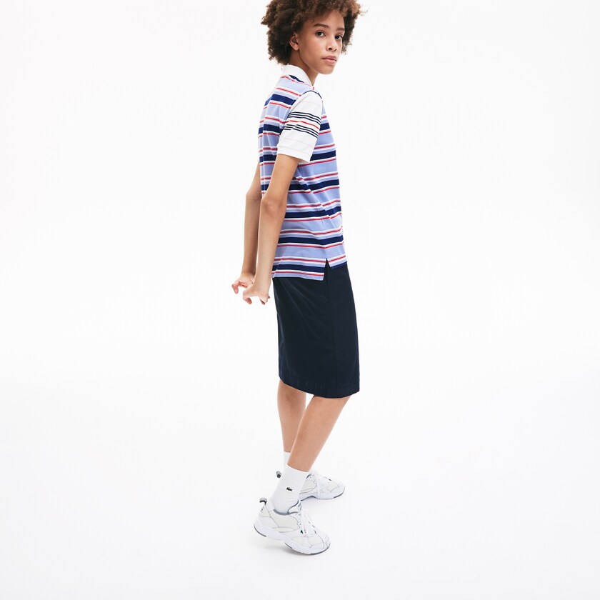 Camisa Polo Lacoste Classic Fit Striped Cotton Mujer Morados Azul Marino Azules Blancos Rojos Rosas Claro | HV2-40204W5