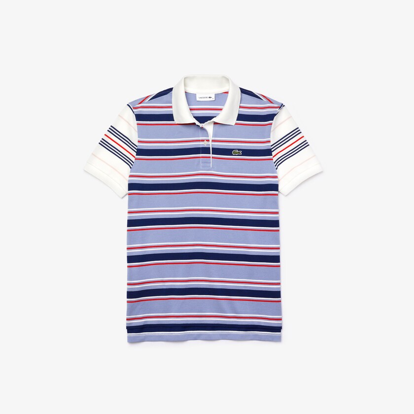 Camisa Polo Lacoste Classic Fit Striped Cotton Mujer Morados Azul Marino Azules Blancos Rojos Rosas Claro | HV2-40204W5