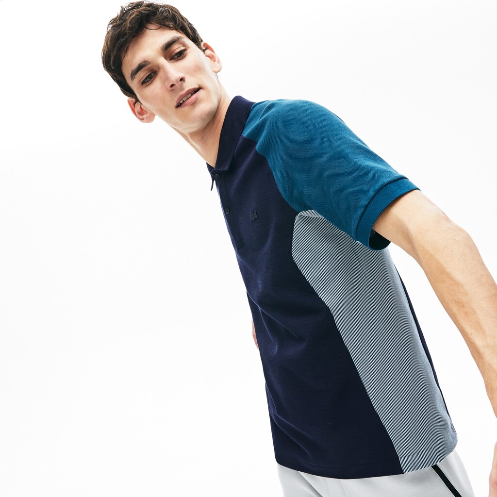 Camisa Polo Lacoste Colorblock Piqué Hombre Azul Marino Azules Grises Azul Marino Azules | BE3-81208J6