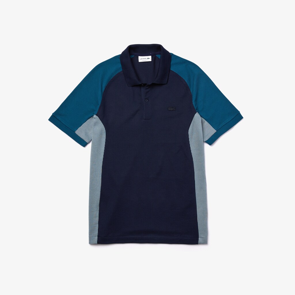 Camisa Polo Lacoste Colorblock Piqué Hombre Azul Marino Azules Grises Azul Marino Azules | BE3-81208J6
