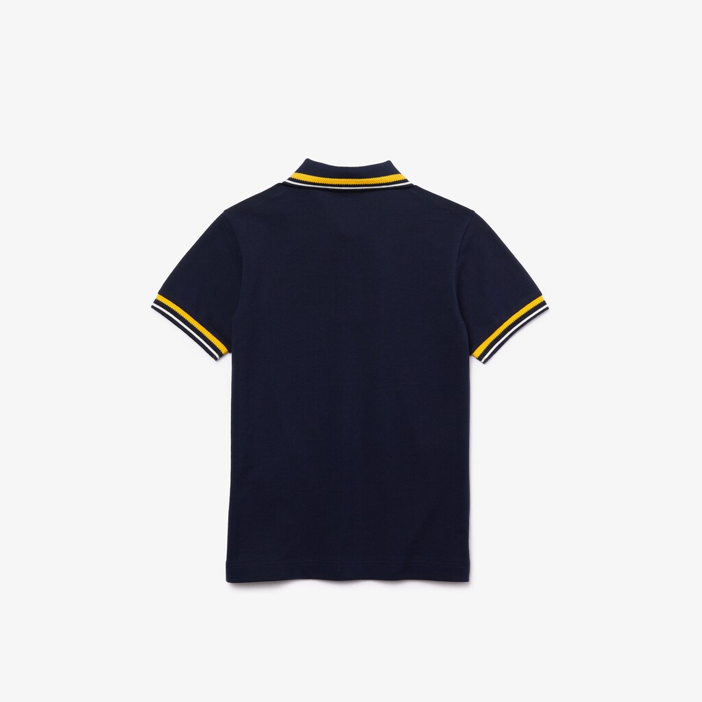 Camisa Polo Lacoste Niños Azul Marino Azules Blancos Contrast Detail Cotton Piqué FG9-54725L5