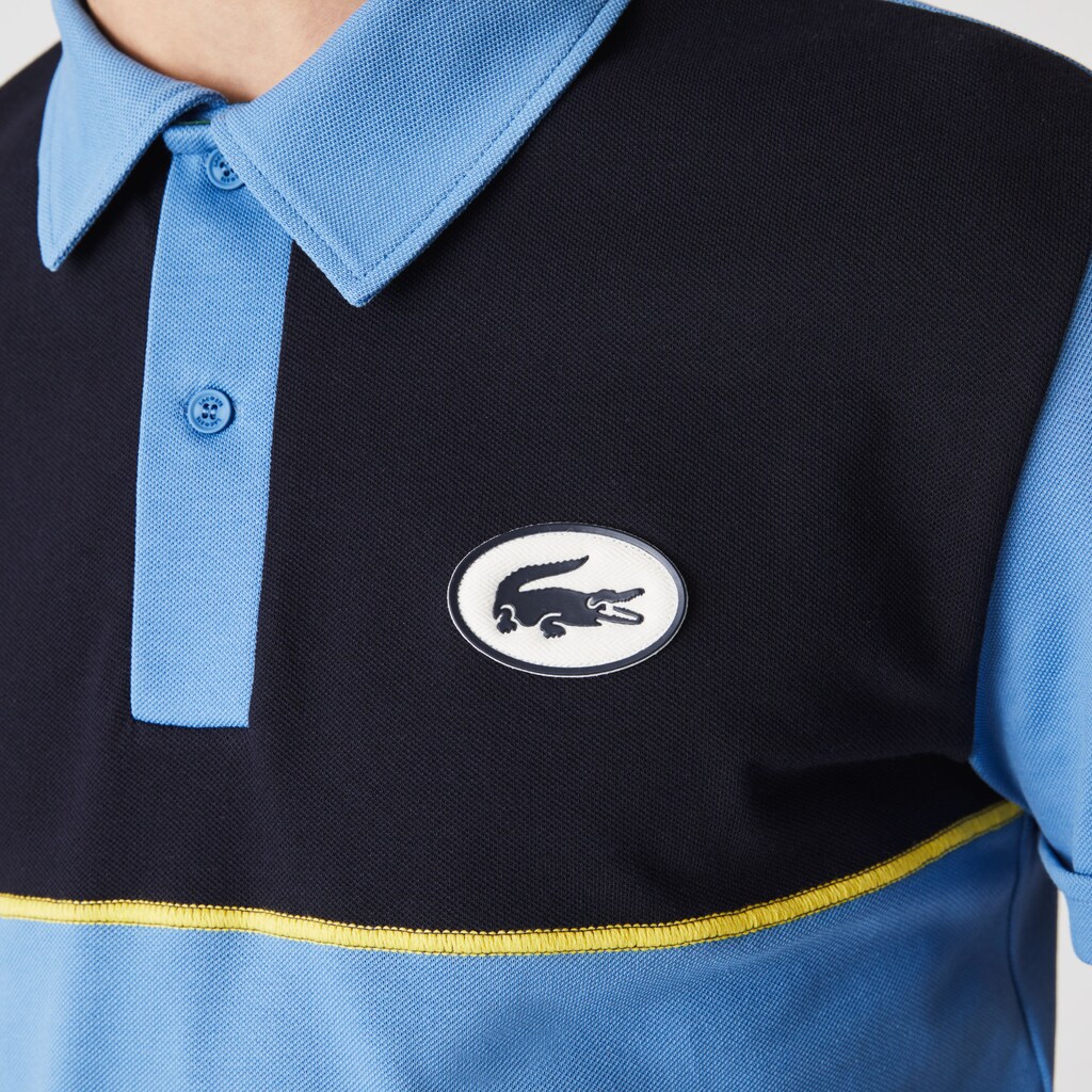Camisa Polo Lacoste Heritage Slim Fit Stretch Cotton Piqué Hombre Blancos Azules Blancos | SG1-67246G0