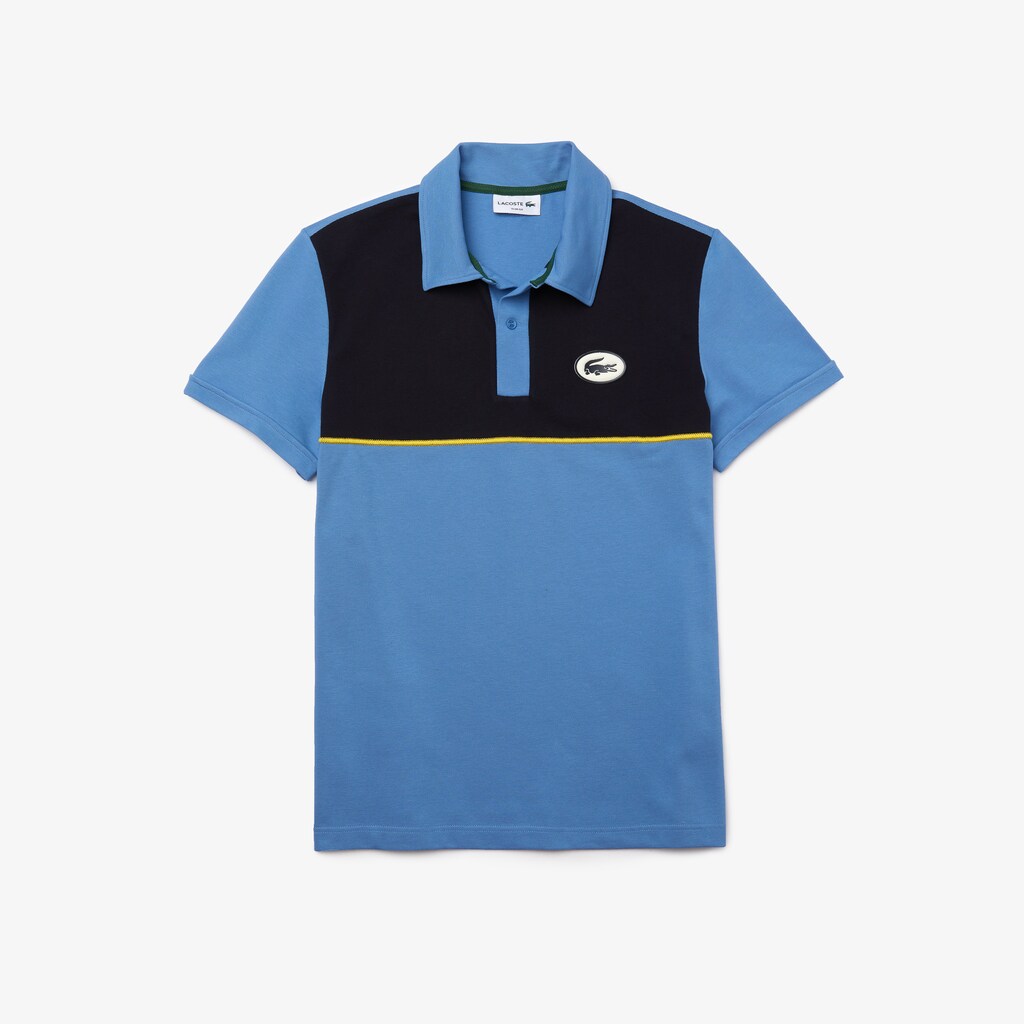 Camisa Polo Lacoste Heritage Slim Fit Stretch Cotton Piqué Hombre Blancos Azules Blancos | SG1-67246G0