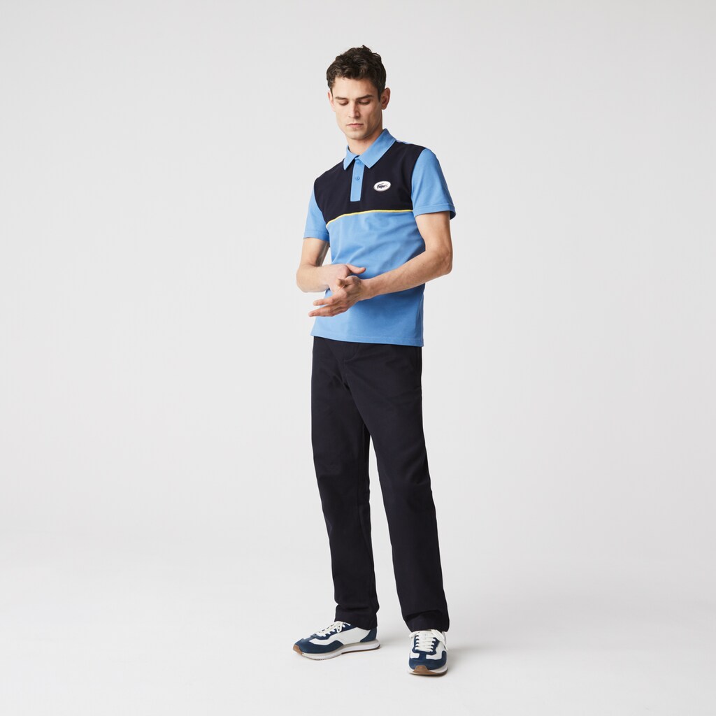 Camisa Polo Lacoste Heritage Slim Fit Stretch Cotton Piqué Hombre Blancos Azules Blancos | SG1-67246G0