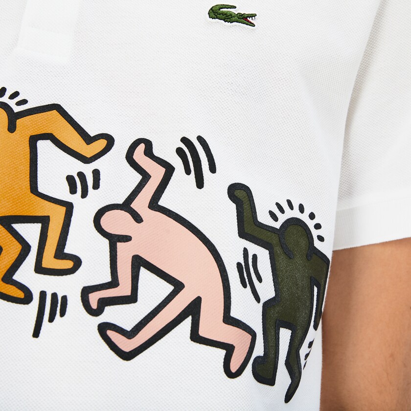 Camisa Polo Lacoste Keith Haring Print Piqué Hombre Blancos Blancos | CR7-92759P7