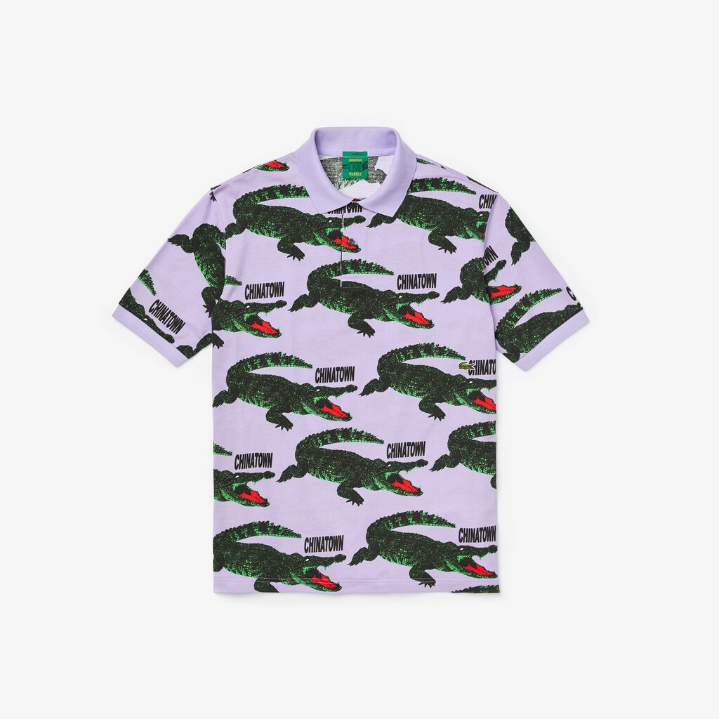 Camisa Polo Lacoste LIVE Chinatown Market Collaboration Loose Fit Hombre Blancos Rojos | PU8-44654U3