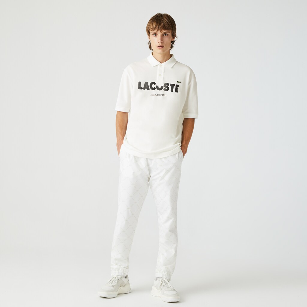 Camisa Polo Lacoste LIVE Loose Fit Branded Cotton Piqué Hombre Blancos Negros | ZY1-70567G7