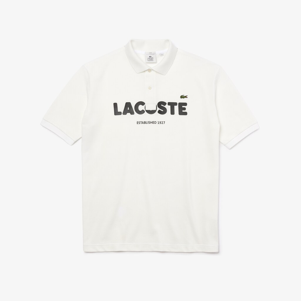 Camisa Polo Lacoste LIVE Loose Fit Branded Cotton Piqué Hombre Blancos Negros | ZY1-70567G7