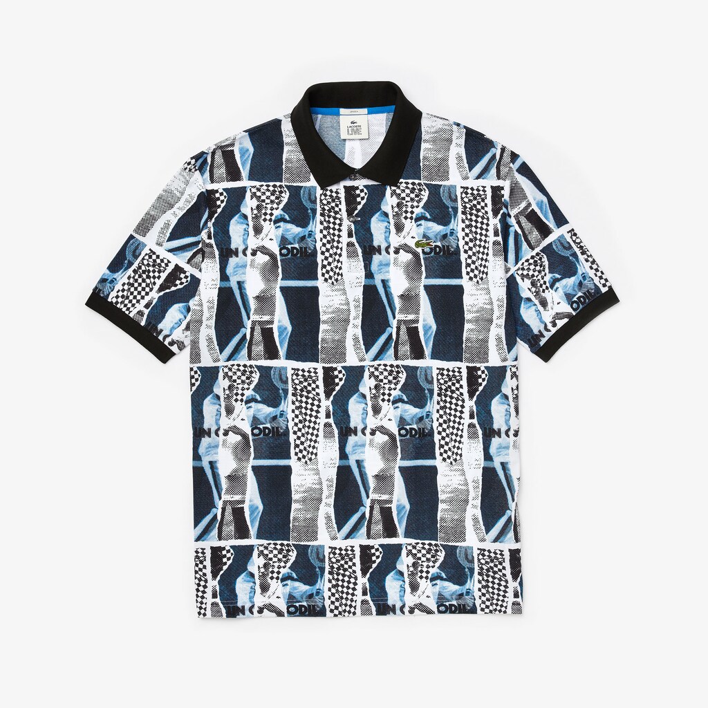 Camisa Polo Lacoste LIVE Loose Fit Graphic Print Cotton Hombre Morados Amarillos Blancos | XK2-26322B1