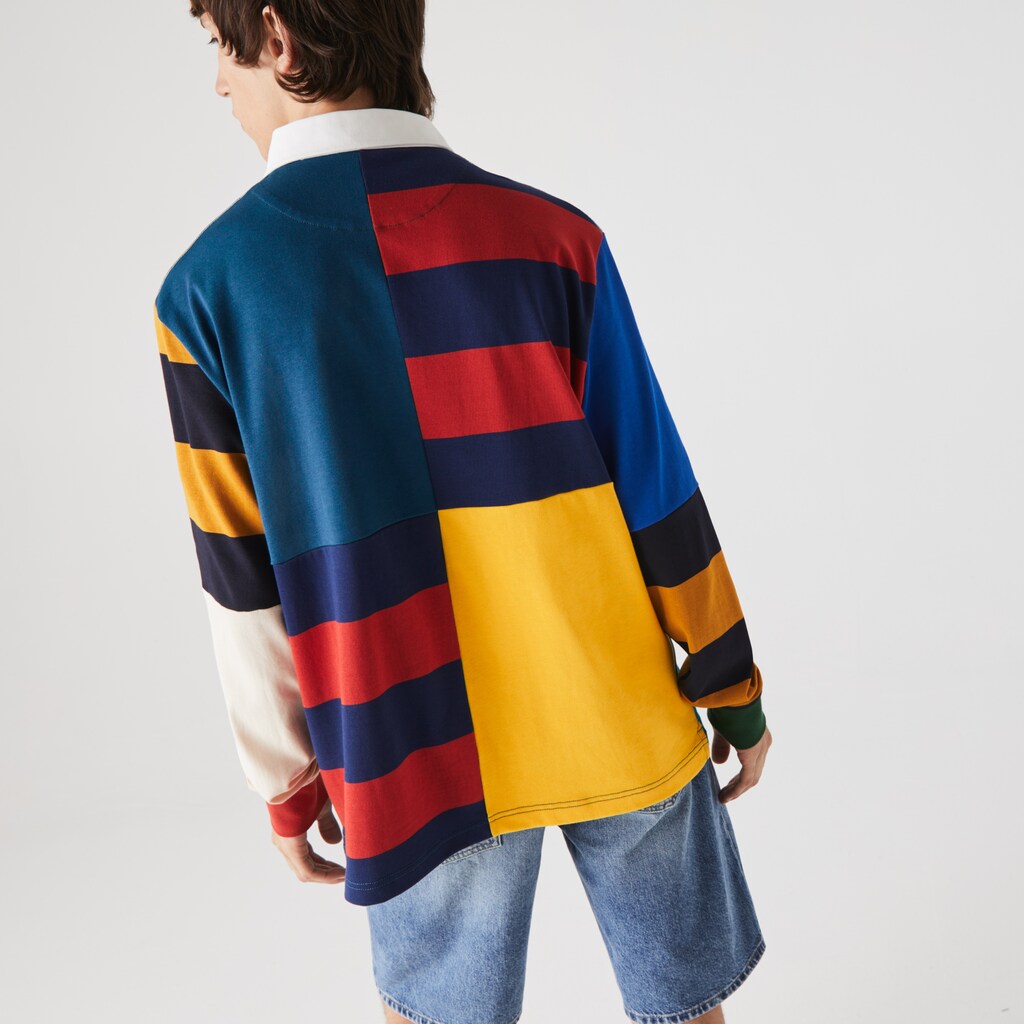 Camisa Polo Lacoste LIVE Relaxed Colorblock Rugby Hombre Amarillos Blancos | IO1-96599P4