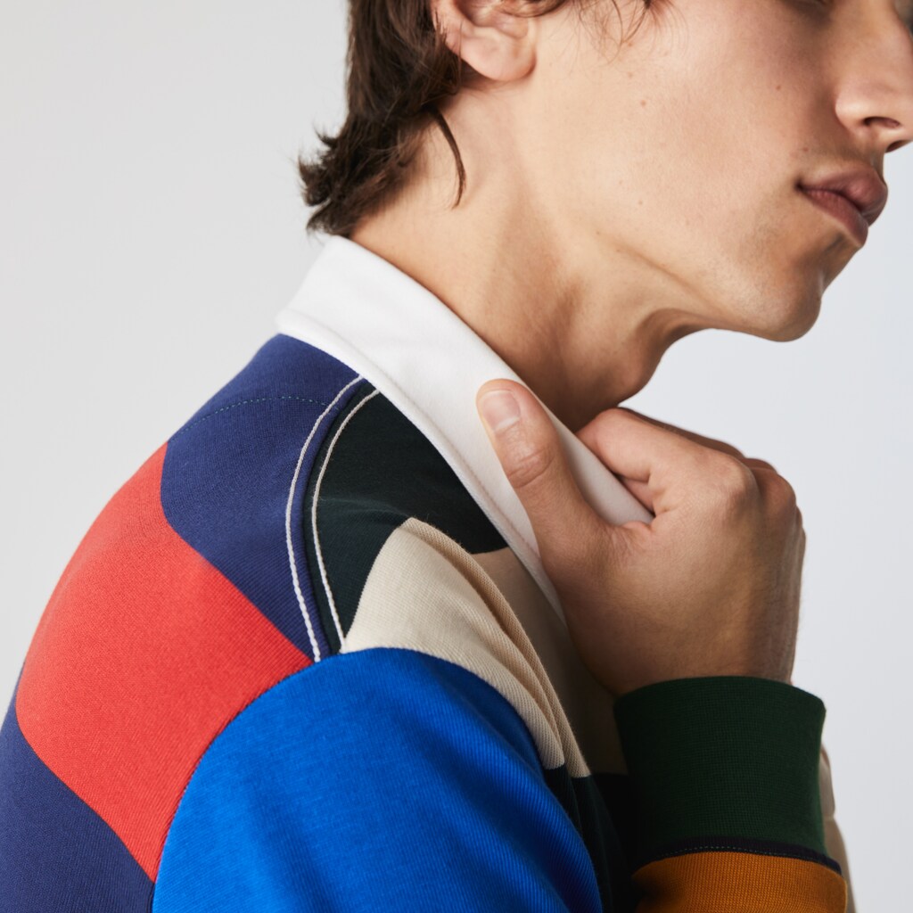 Camisa Polo Lacoste LIVE Relaxed Colorblock Rugby Hombre Amarillos Blancos | IO1-96599P4