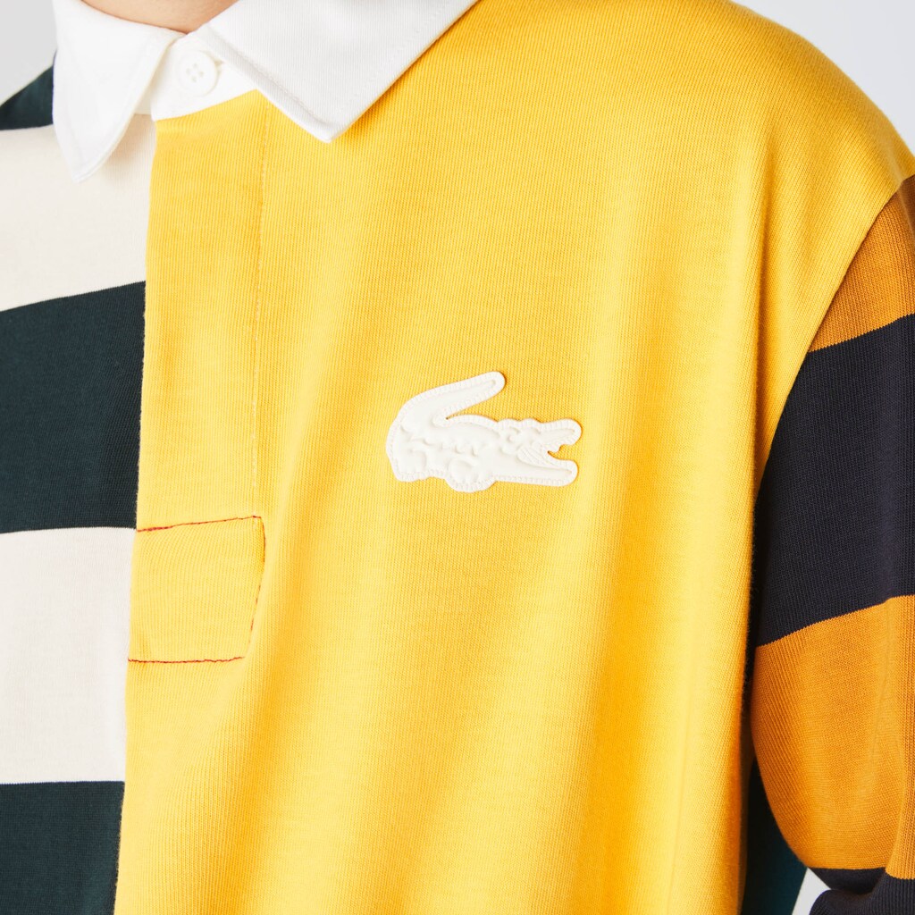 Camisa Polo Lacoste LIVE Relaxed Colorblock Rugby Hombre Amarillos Blancos | IO1-96599P4