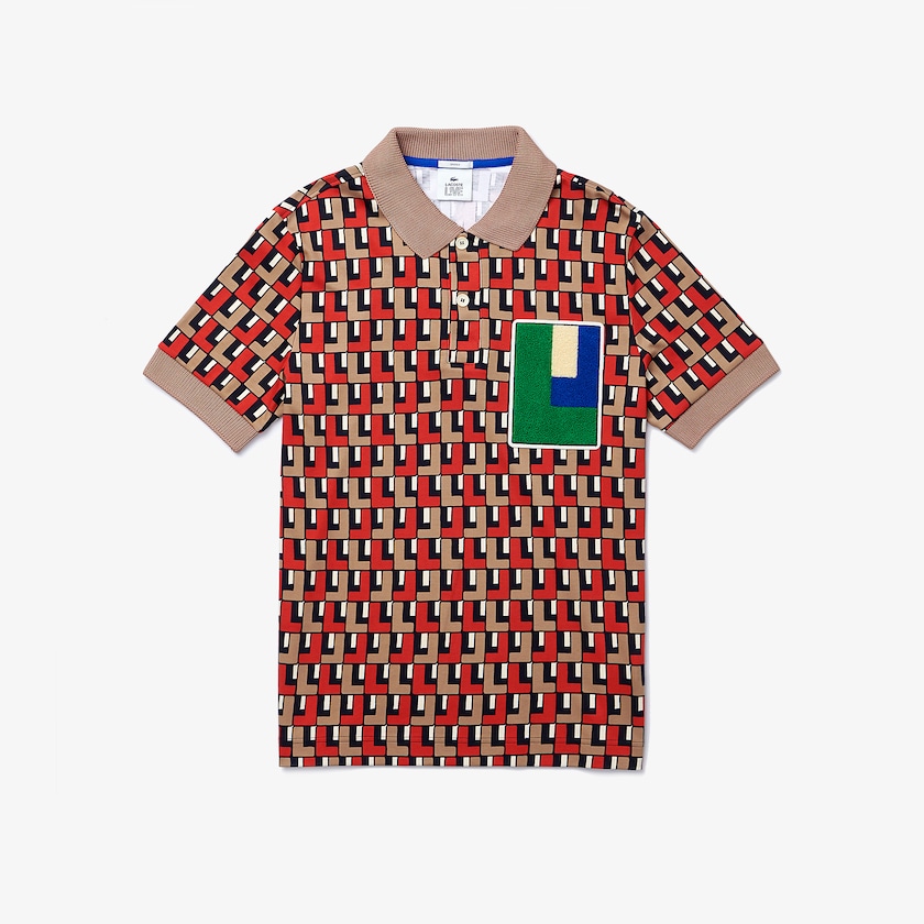 Camisa Polo Lacoste LIVE Standard-Fit Printed Cotton Hombre Beige Rojos | GO4-82068Q8