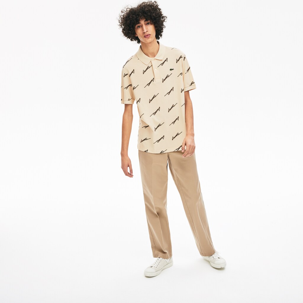Camisa Polo Lacoste LIVE Standard Fit Print Cotton Piqué Hombre Grises | JC0-22782E7