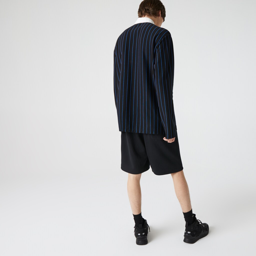 Camisa Polo Lacoste LIVE Striped Cotton Hombre Negros Azules | MA4-72137D1