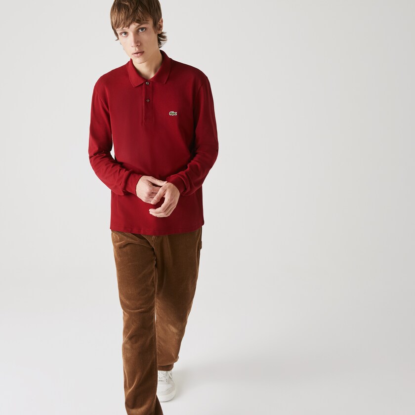 Camisa Polo Lacoste Hombre Rojos Oscuro Long-Sleeve Classic Fit L.12.12 IN3-34543M2