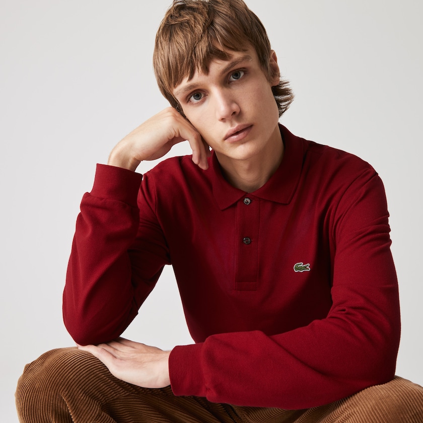 Camisa Polo Lacoste Hombre Rojos Oscuro Long-Sleeve Classic Fit L.12.12 IN3-34543M2