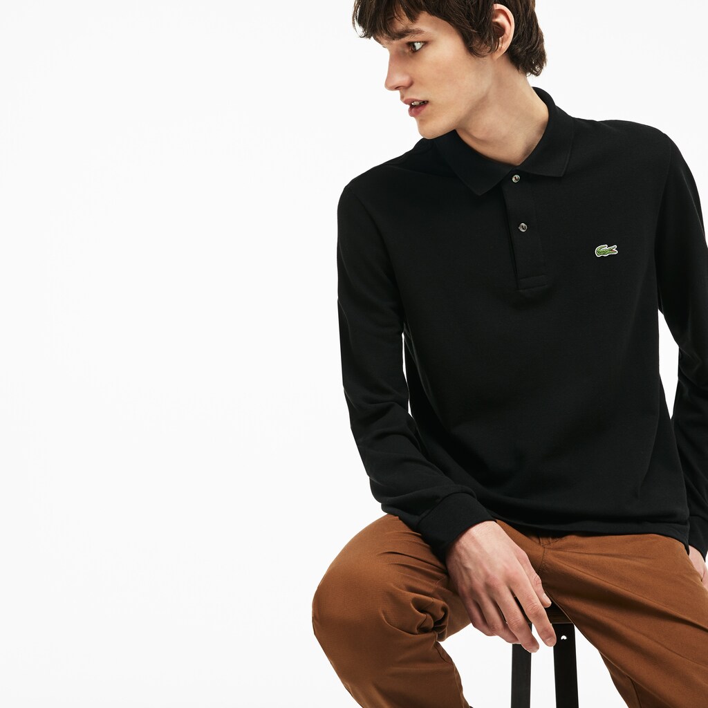 Camisa Polo Lacoste Long-Sleeve Classic Fit L.12.12 Hombre Negros | EJ7-56195U5
