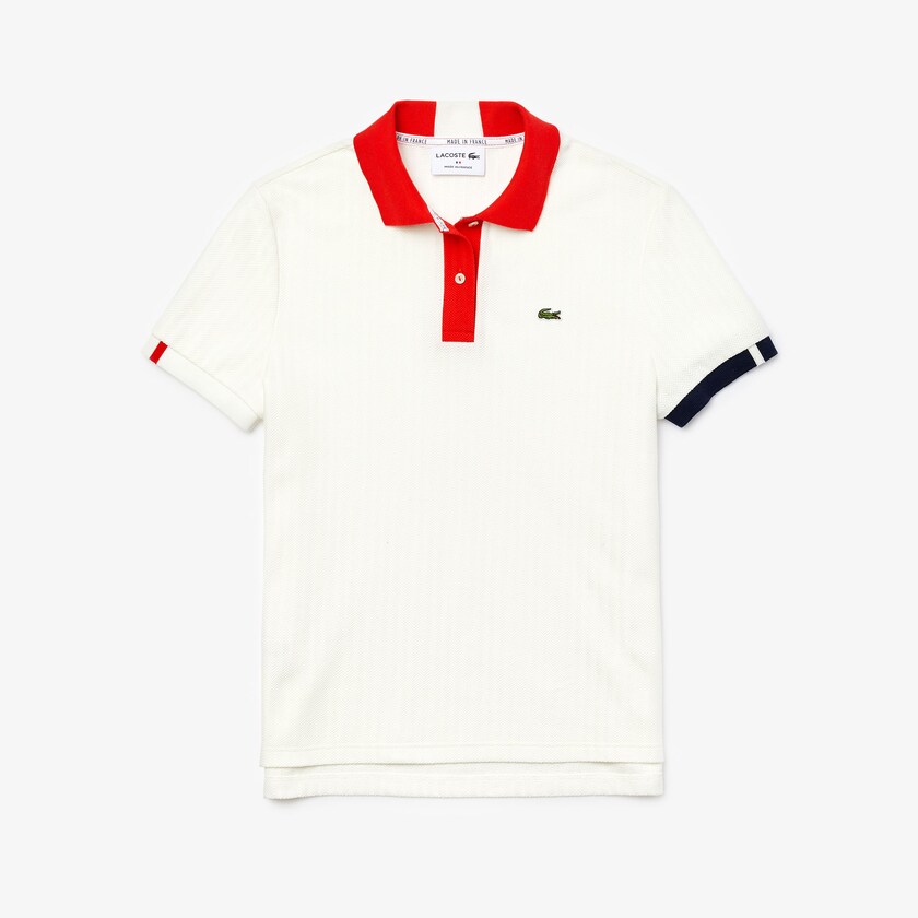 Camisa Polo Lacoste Made In France Regular fit Tricolour Organic Cotton Mujer Blancos Rojos Azul Marino Azules Blancos | KU5-69516T9
