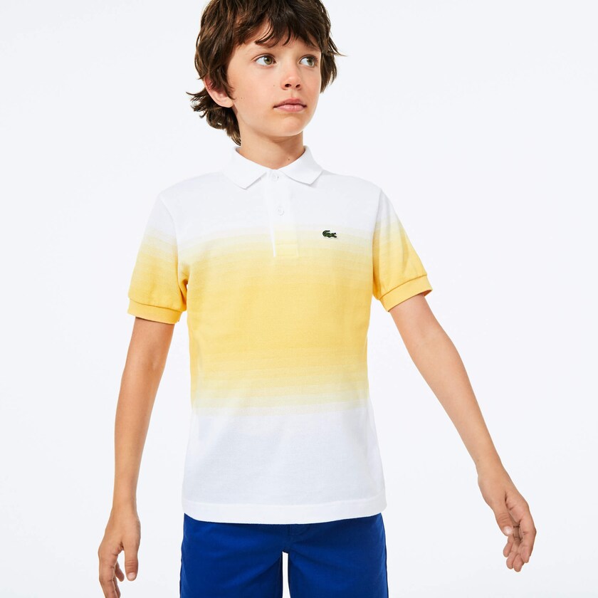 Camisa Polo Lacoste Niños Blancos Amarillos Made in France Cotton Petit Piqué Ombré BV1-98589N9
