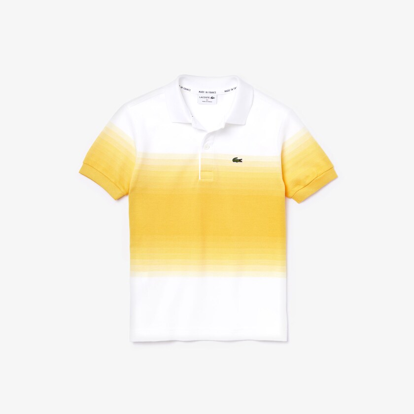 Camisa Polo Lacoste Niños Blancos Amarillos Made in France Cotton Petit Piqué Ombré BV1-98589N9