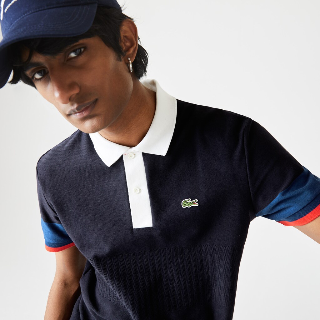 Camisa Polo Lacoste Made in France Regular Fit Organic Cotton Hombre Azul Marino Azules Azules Blancos Rojos | WU0-96979Z1