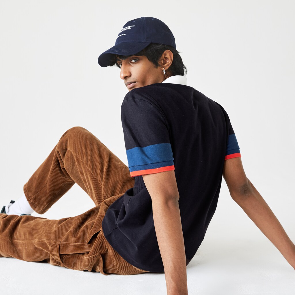 Camisa Polo Lacoste Made in France Regular Fit Organic Cotton Hombre Azul Marino Azules Azules Blancos Rojos | WU0-96979Z1