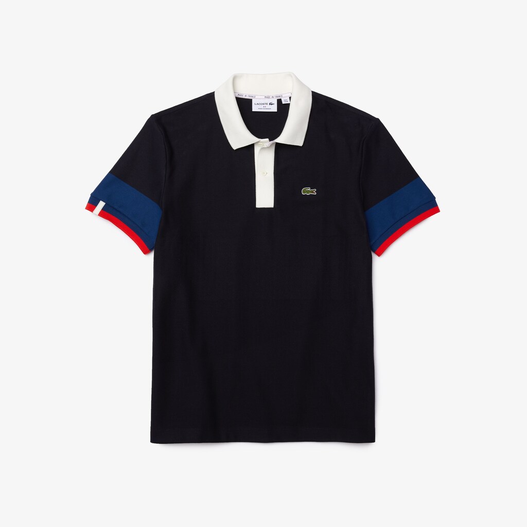 Camisa Polo Lacoste Made in France Regular Fit Organic Cotton Hombre Azul Marino Azules Azules Blancos Rojos | WU0-96979Z1