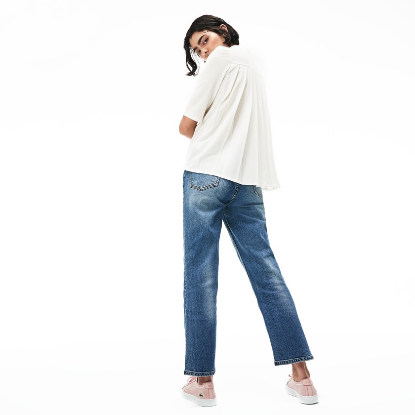 Camisa Polo Lacoste Pleated Back Petit Piqué Mujer Blancos | GJ7-71117Z6