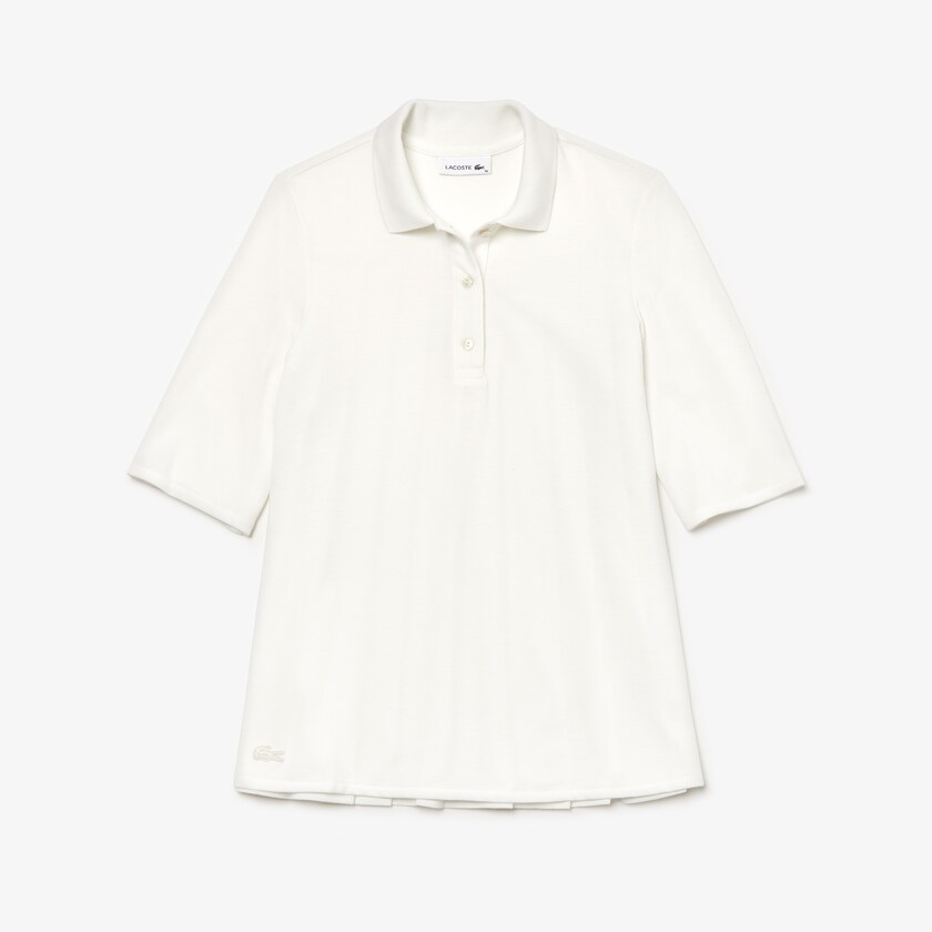 Camisa Polo Lacoste Pleated Back Petit Piqué Mujer Blancos | GJ7-71117Z6