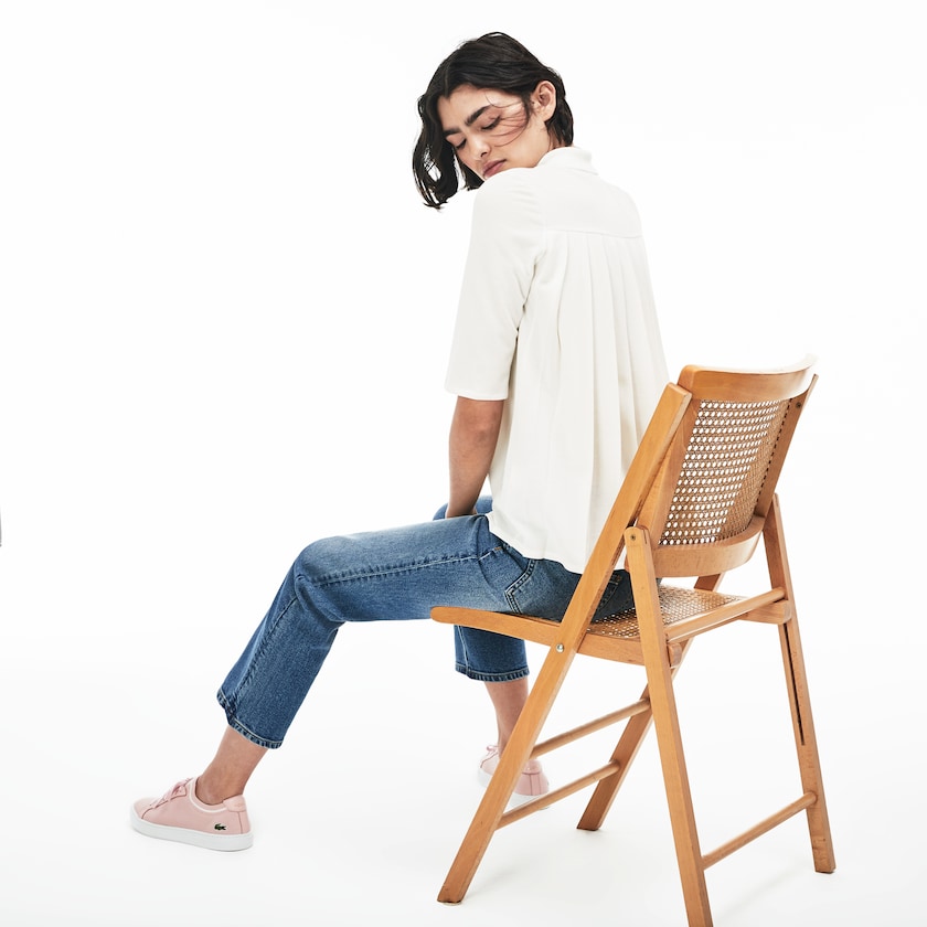 Camisa Polo Lacoste Pleated Back Petit Piqué Mujer Blancos | GJ7-71117Z6