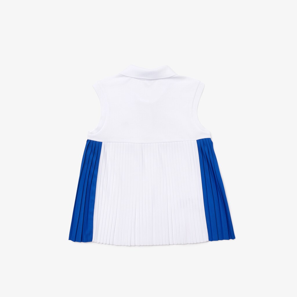 Camisa Polo Lacoste Niños Azules Blancos Pleated Cotton KZ1-60086R5