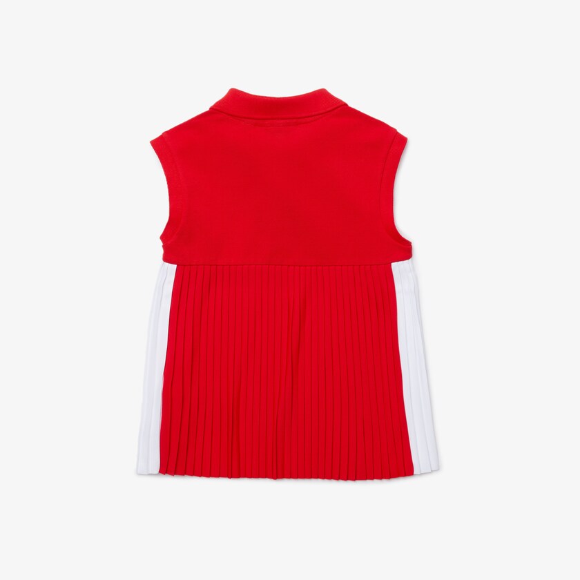 Camisa Polo Lacoste Niños Rojos Blancos Pleated Cotton HW9-78937S2