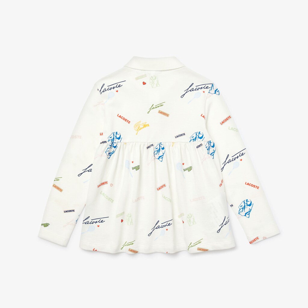 Camisa Polo Lacoste Niños Blancos Print Flounced Cotton Piqué DP8-35783H0