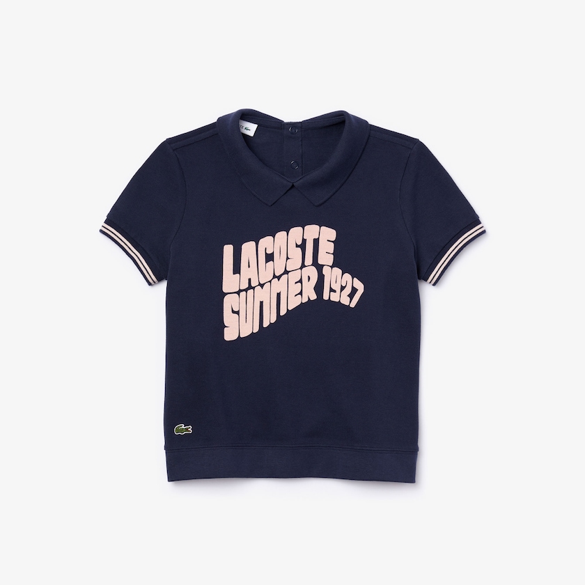 Camisa Polo Lacoste Niños Azul Marino Azules Rosas Claro Printed Cotton Piqué FN5-65486M6