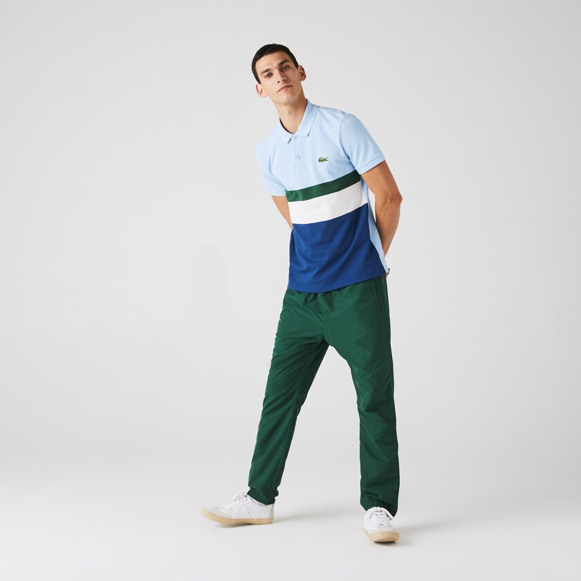 Camisa Polo Lacoste Regular Fit Colorblock Cotton Piqué Hombre Azules Blancos Verdes Azules | BS7-89138K9